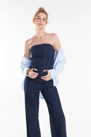 Grey Lab - Corset Denim Jumpsuit