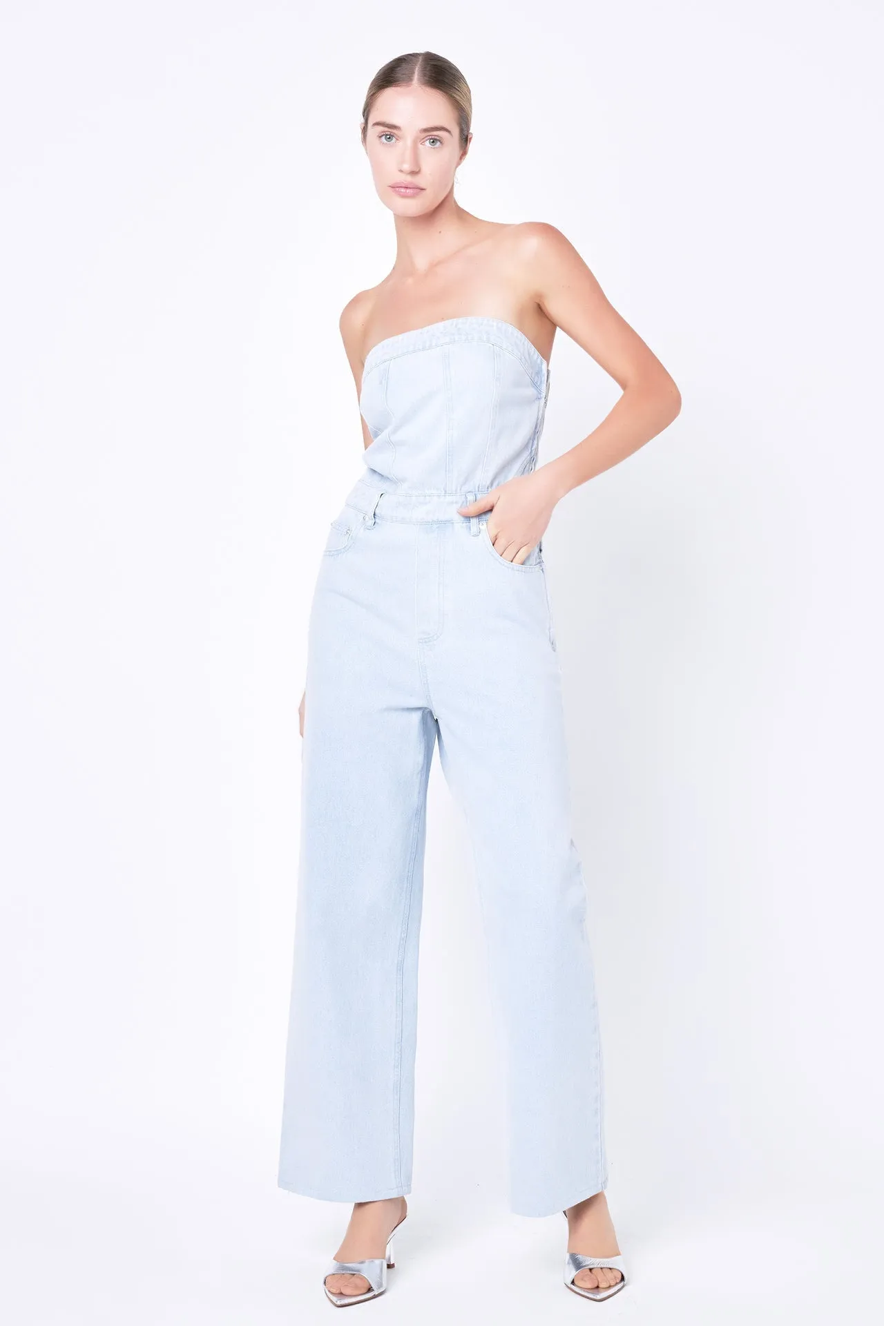 Grey Lab - Corset Denim Jumpsuit