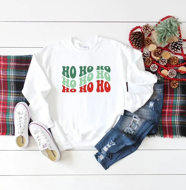 Ho Ho Ho Wavy Graphic Sweatshirt