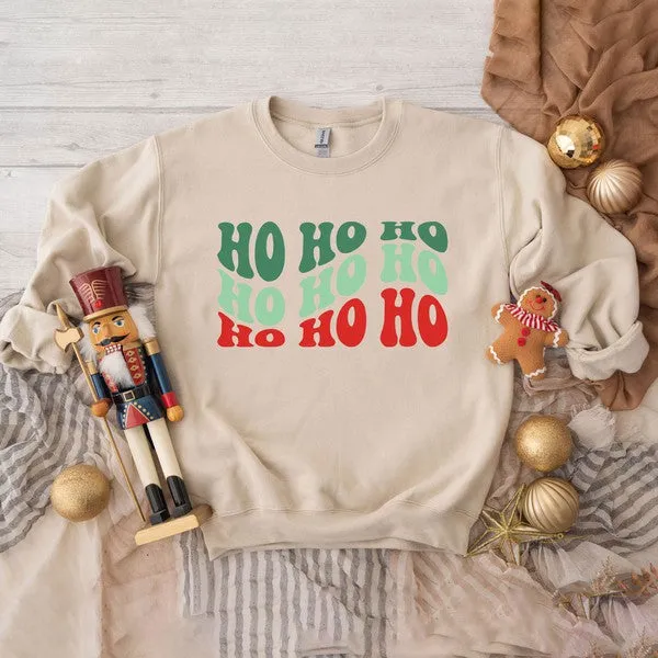 Ho Ho Ho Wavy Graphic Sweatshirt