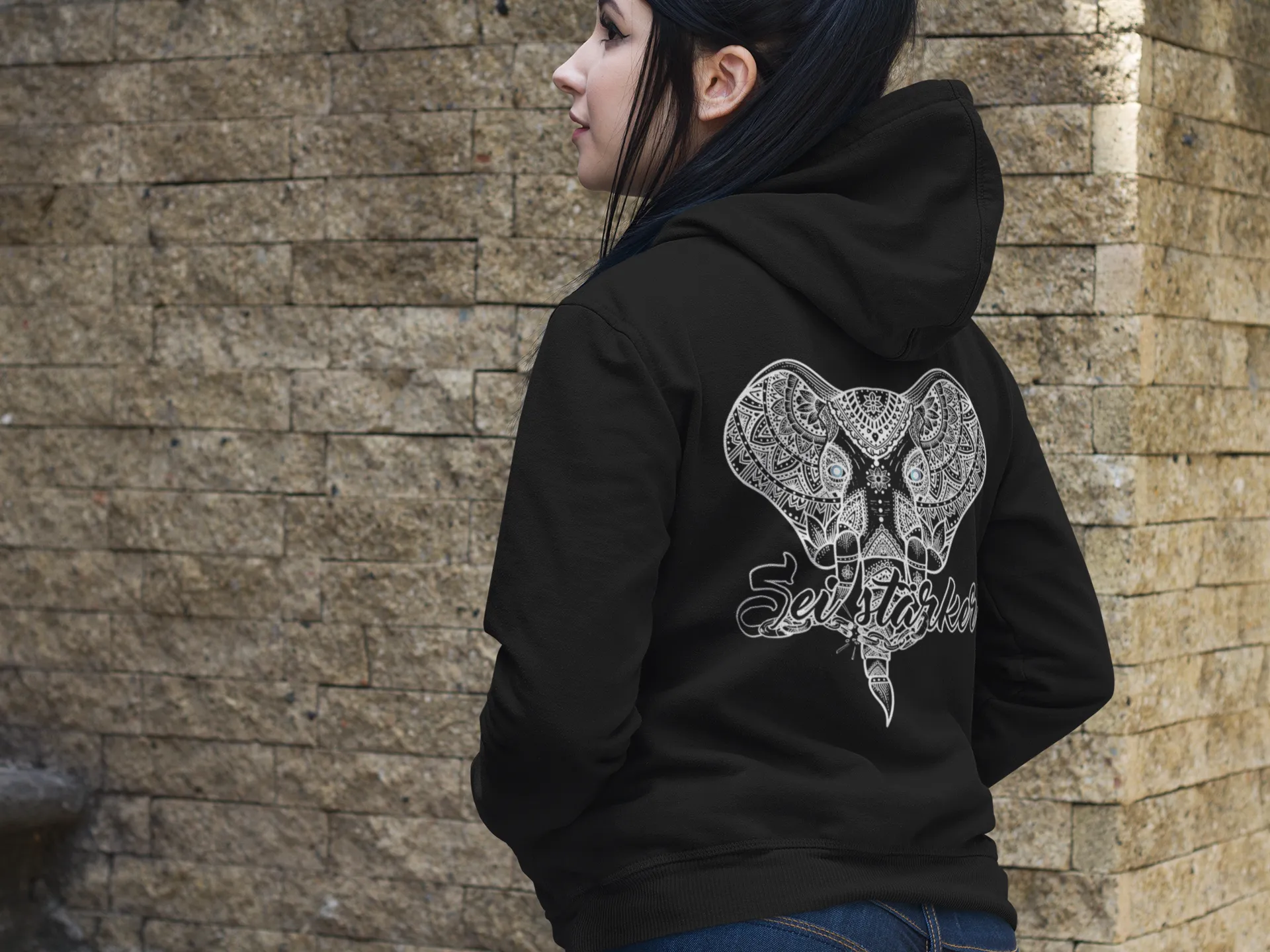 Hoodie Unisex - Mandala Elefanten -