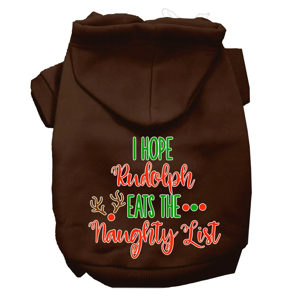 Hope Rudolph Eats Naughty List Screen Print Dog Hoodie Brown Xl