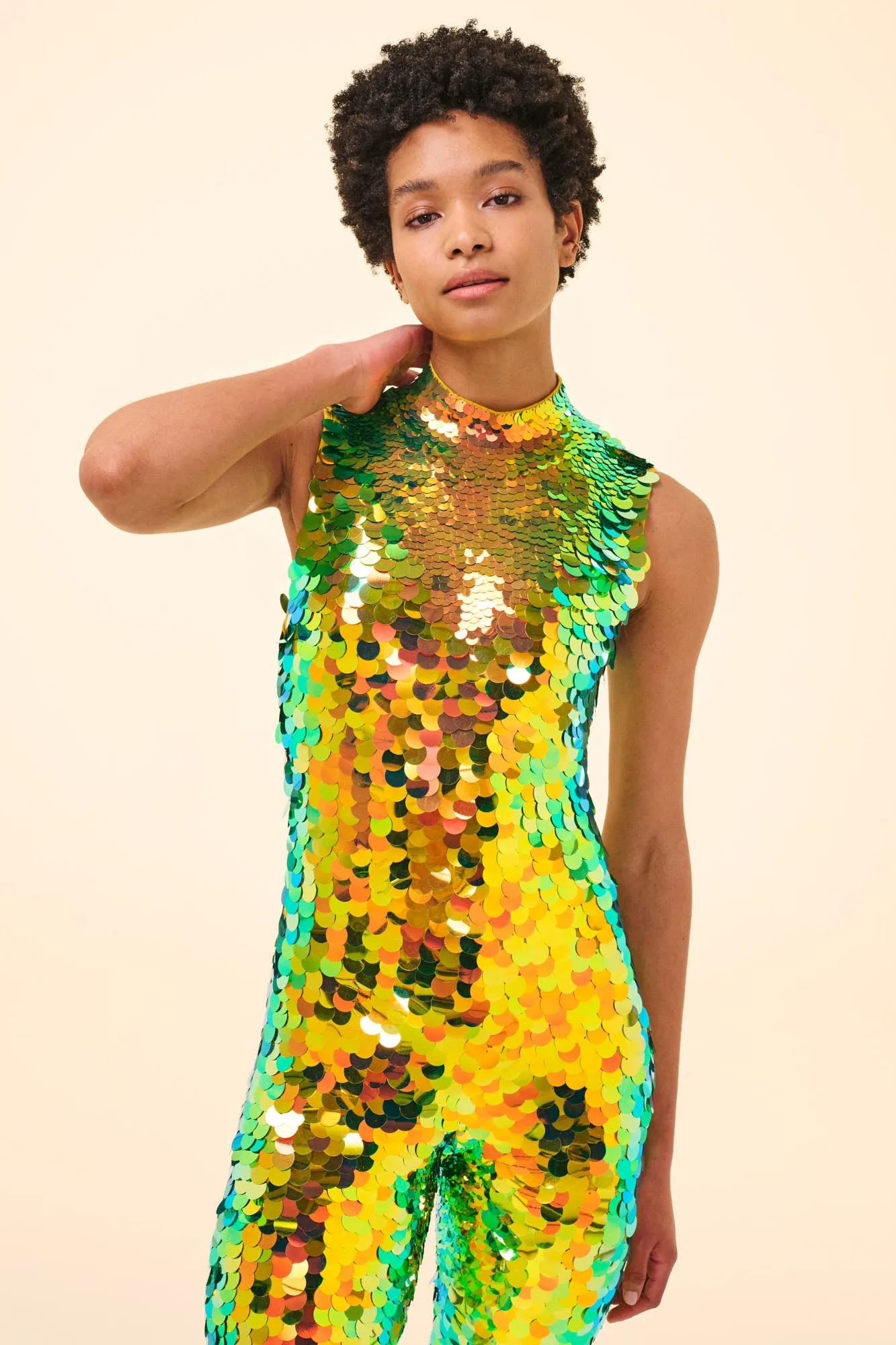 IRIS SEQUIN JUMPSUIT - CITRUS