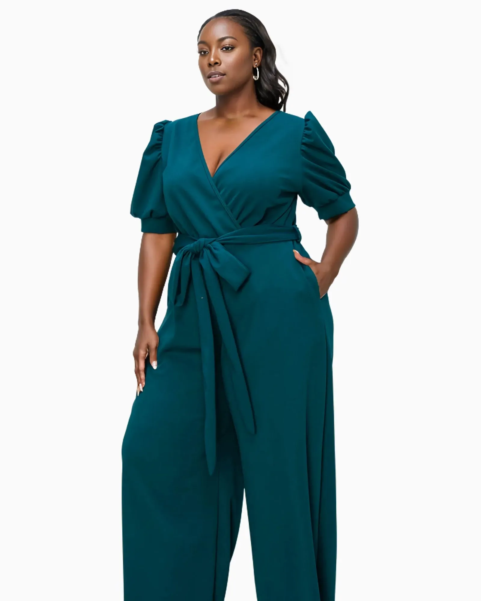 Iris Wrap Pocket Jumpsuit | Green Hunter