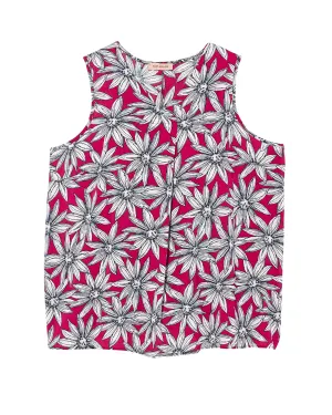 Ivy V-Neck Front Pleat Tank | Pink / White