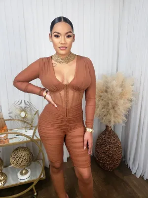 Jatooks Sheer Romper (Dark Nude)