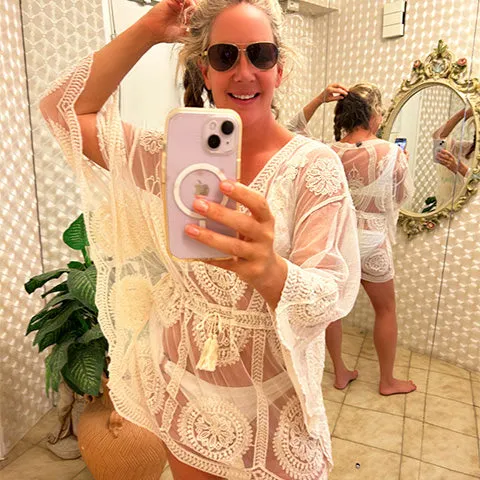 Joni Lace Cream Sun Kaftan