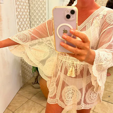 Joni Lace Cream Sun Kaftan