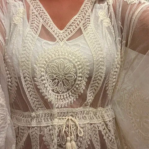 Joni Lace Cream Sun Kaftan