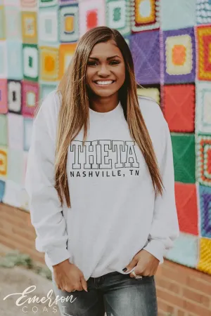 Kappa Alpha Theta Ash Gray Embroidered Sweatshirt