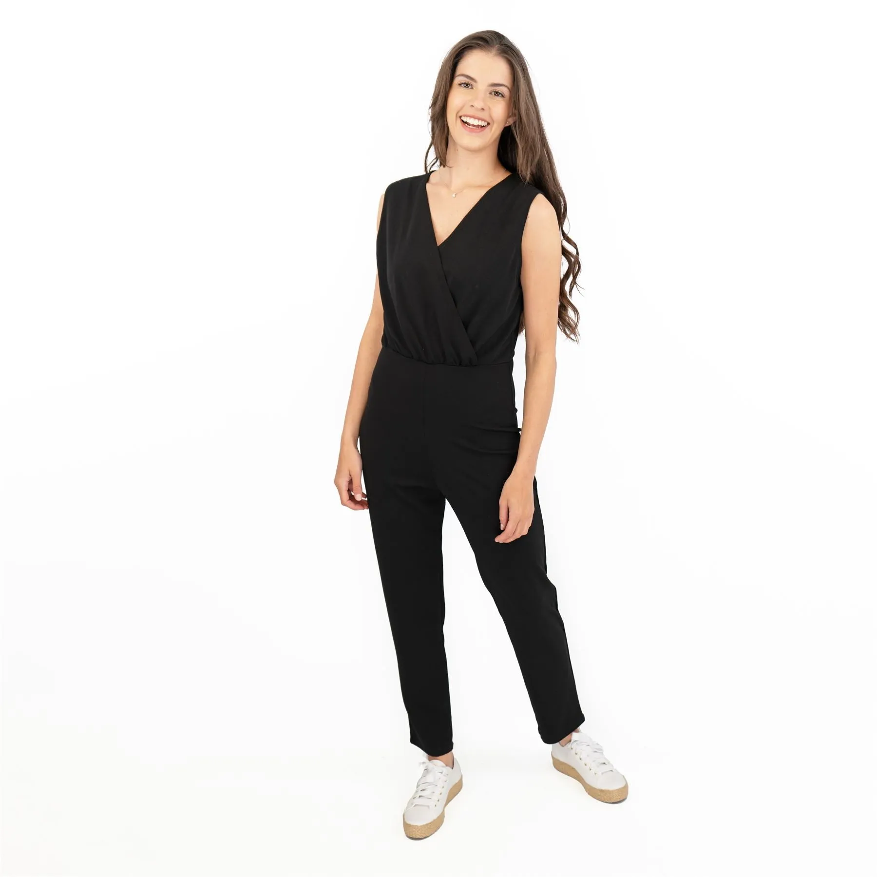 Karen Millen Black Sleeveless Wide Leg Relaxed Fit Summer Jumpsuits