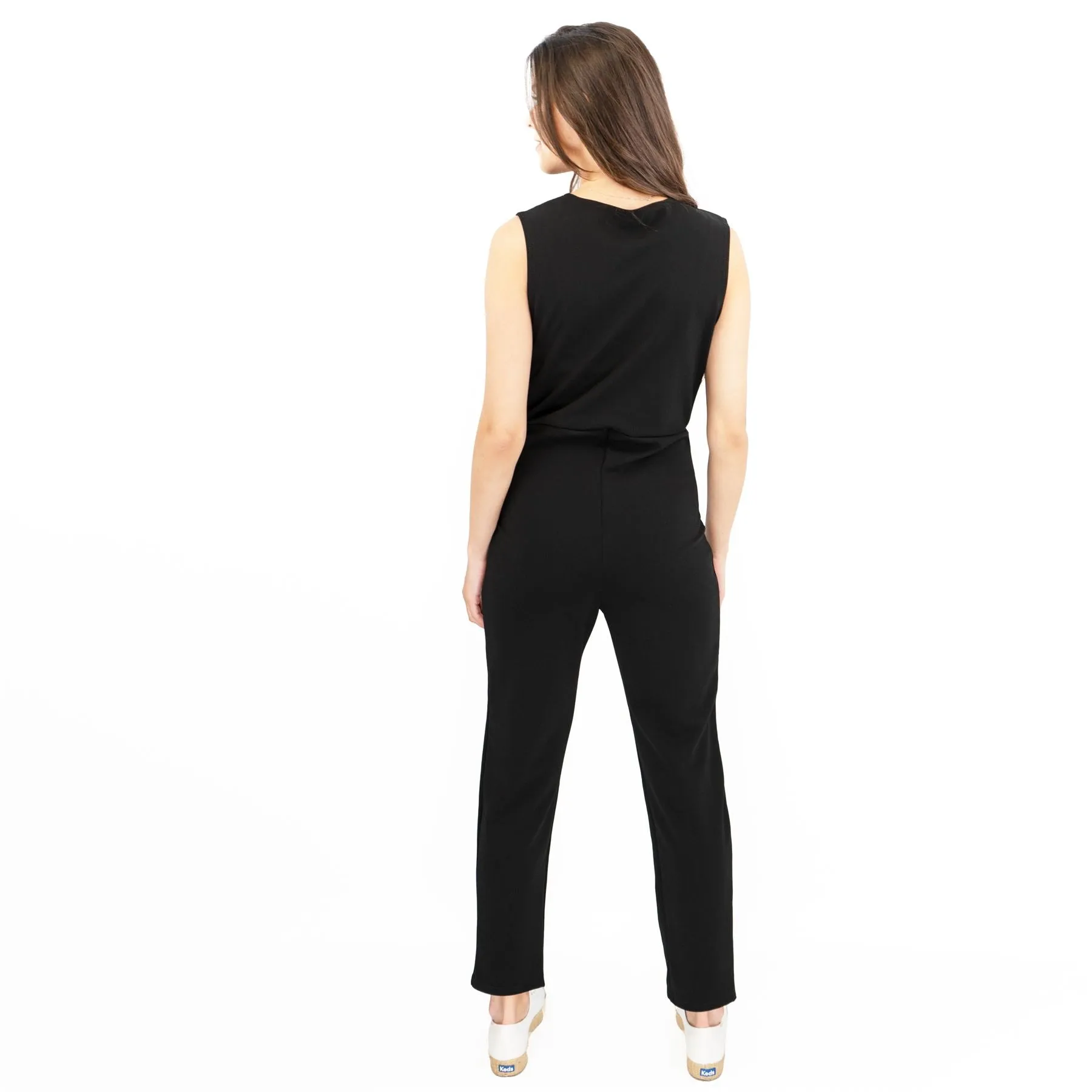 Karen Millen Black Sleeveless Wide Leg Relaxed Fit Summer Jumpsuits