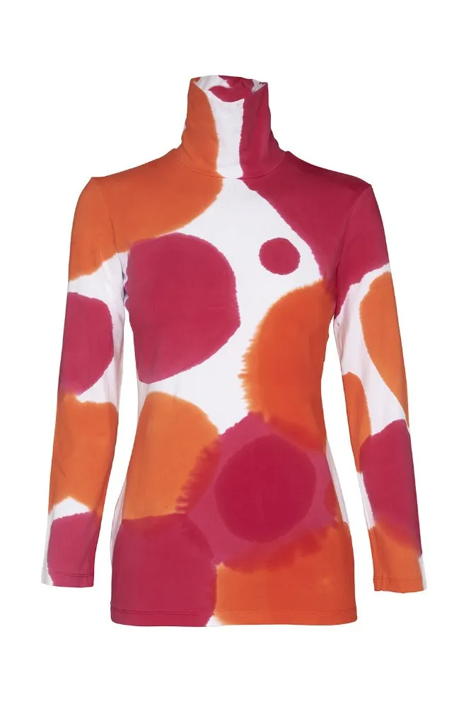 Kat Turtle Neck Top Orange/Hot Pink