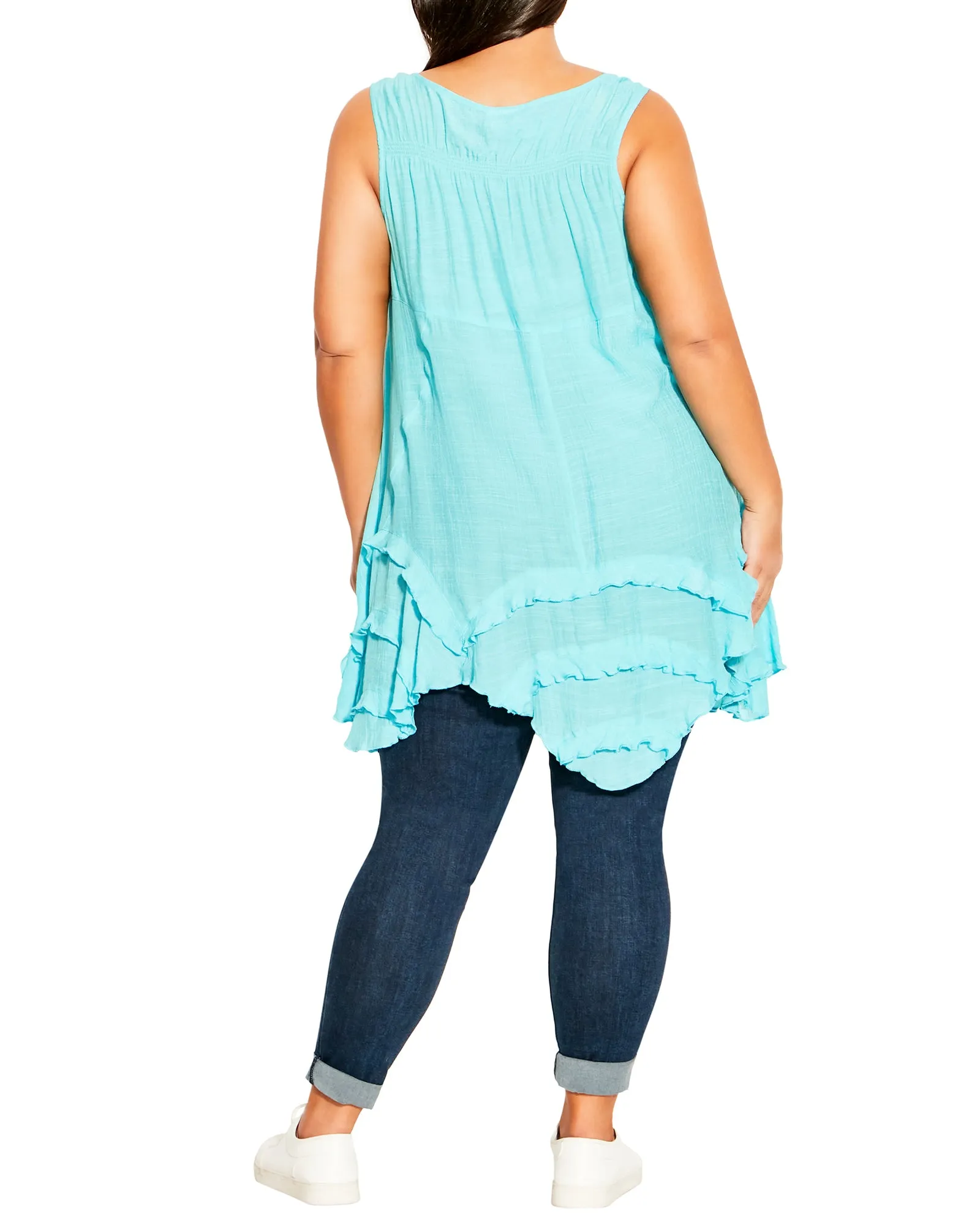 Kaya Frill Hem Tunic | Turquoise