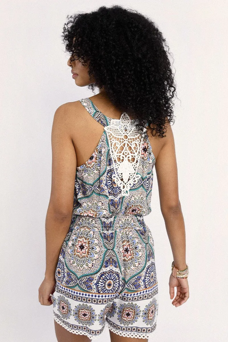 Lace Back Jumpsuit | Blue Adele