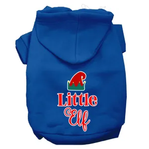 Little Elf Screen Print Dog Hoodie Blue L