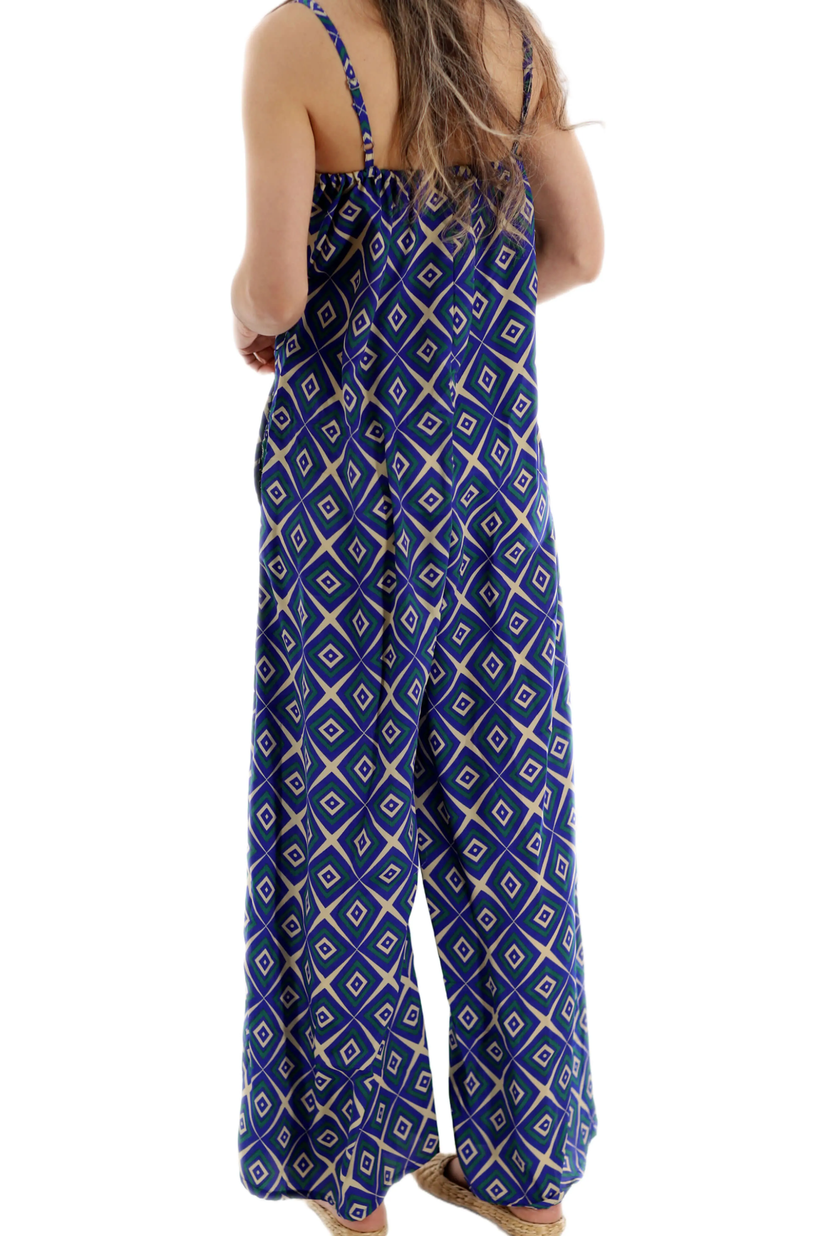 Long Printed Jumpsuit "Mia" in Blue