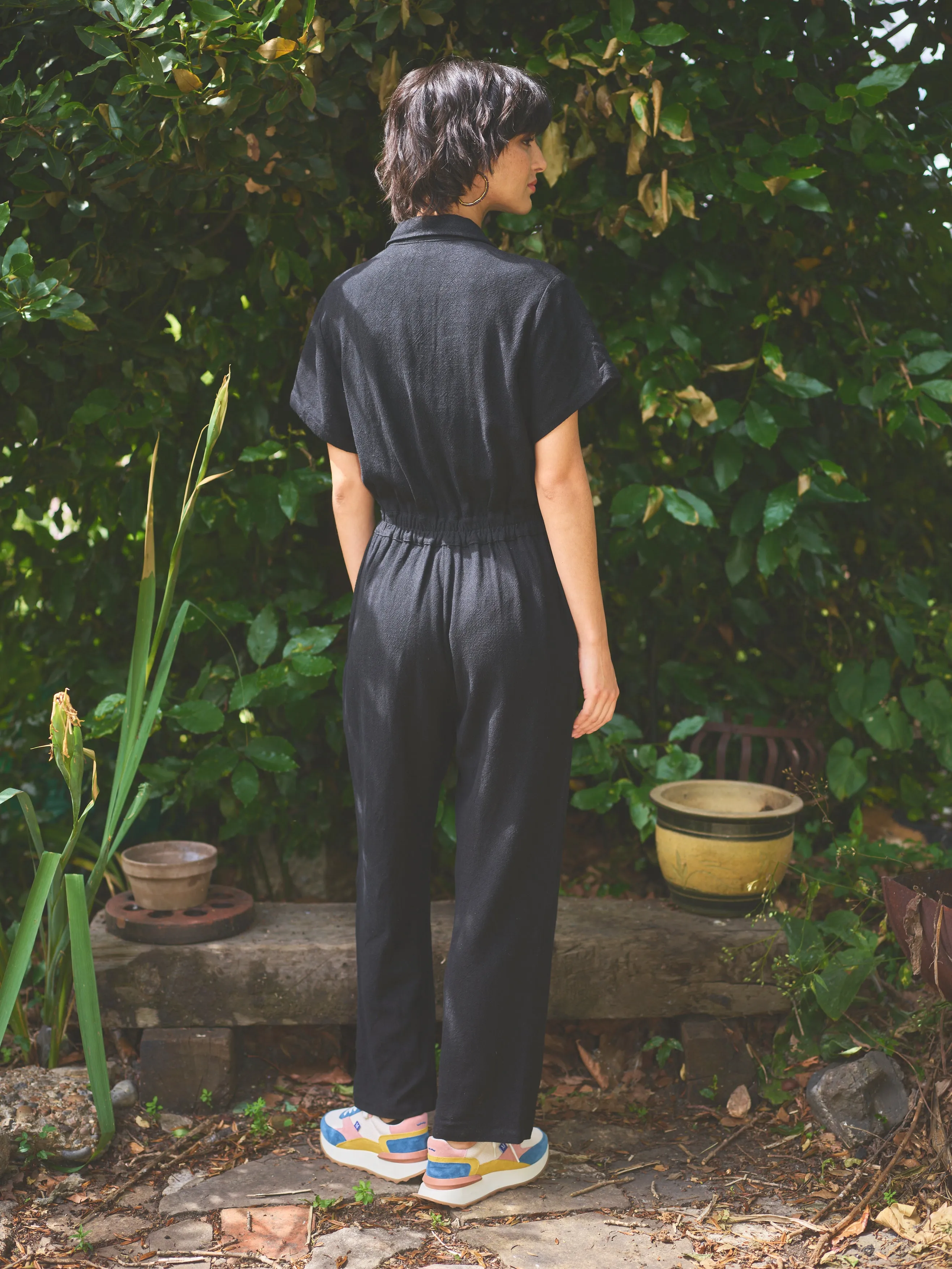 Lowie Linen Viscose Black Boilersuit