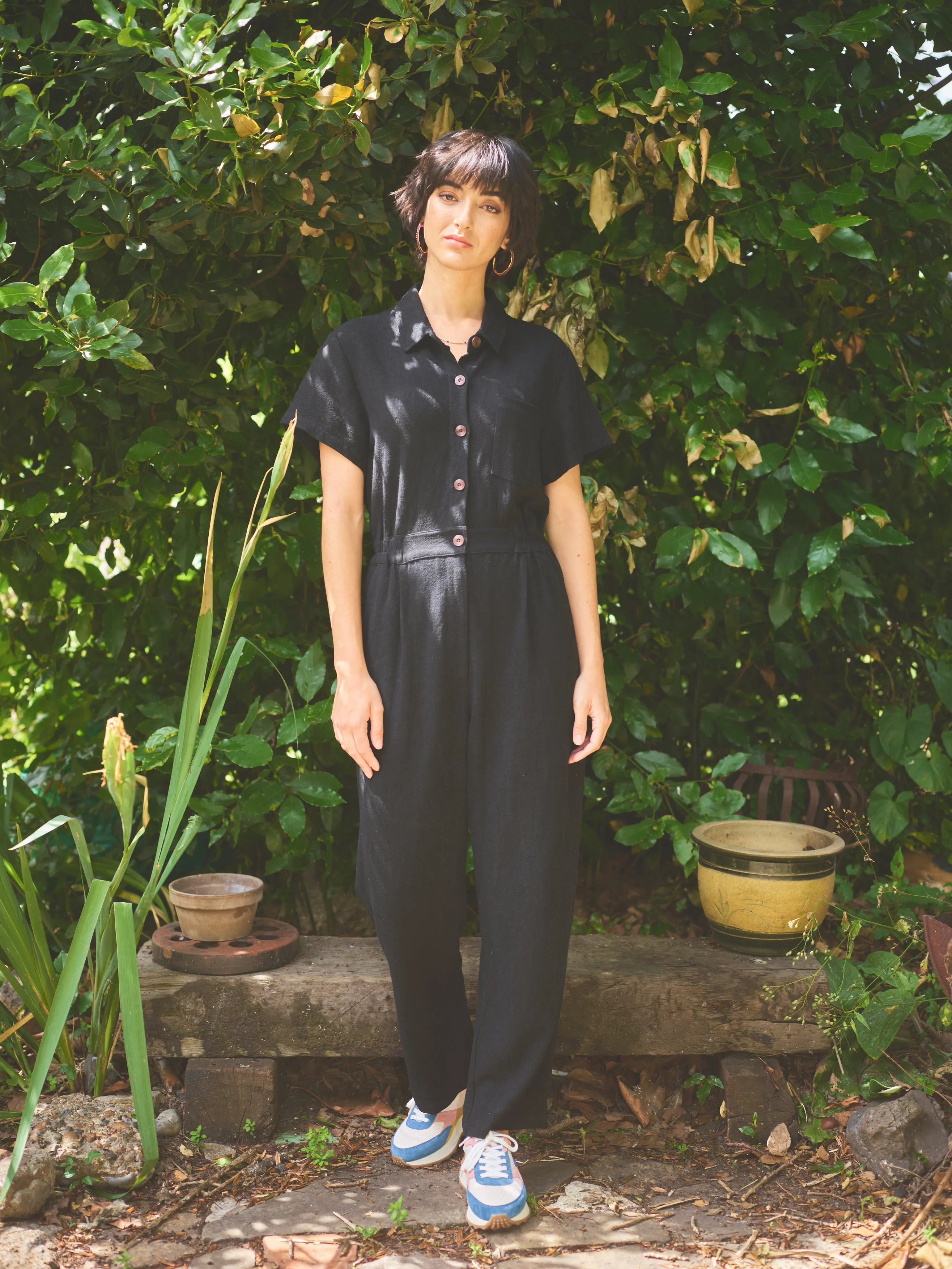 Lowie Linen Viscose Black Boilersuit