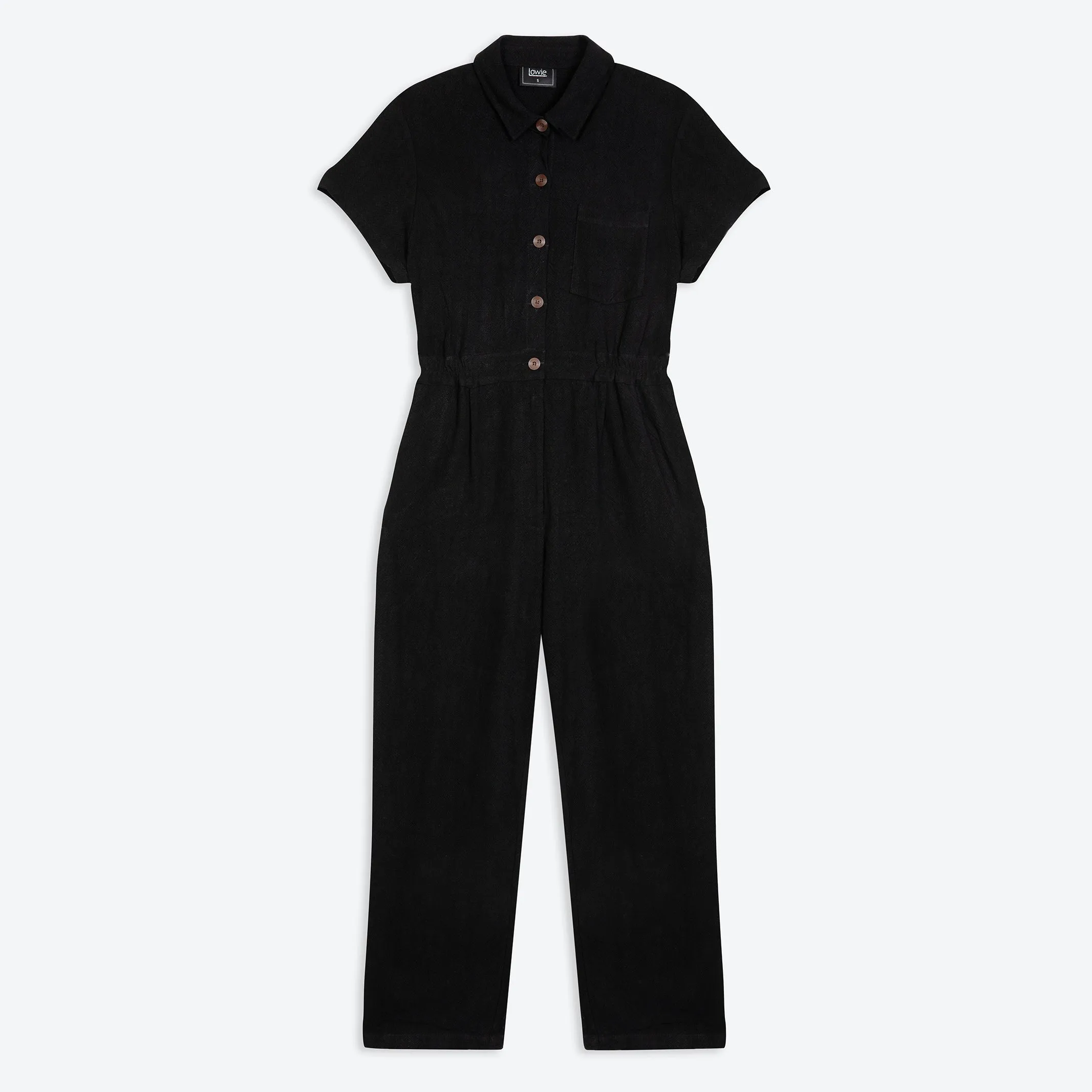 Lowie Linen Viscose Black Boilersuit