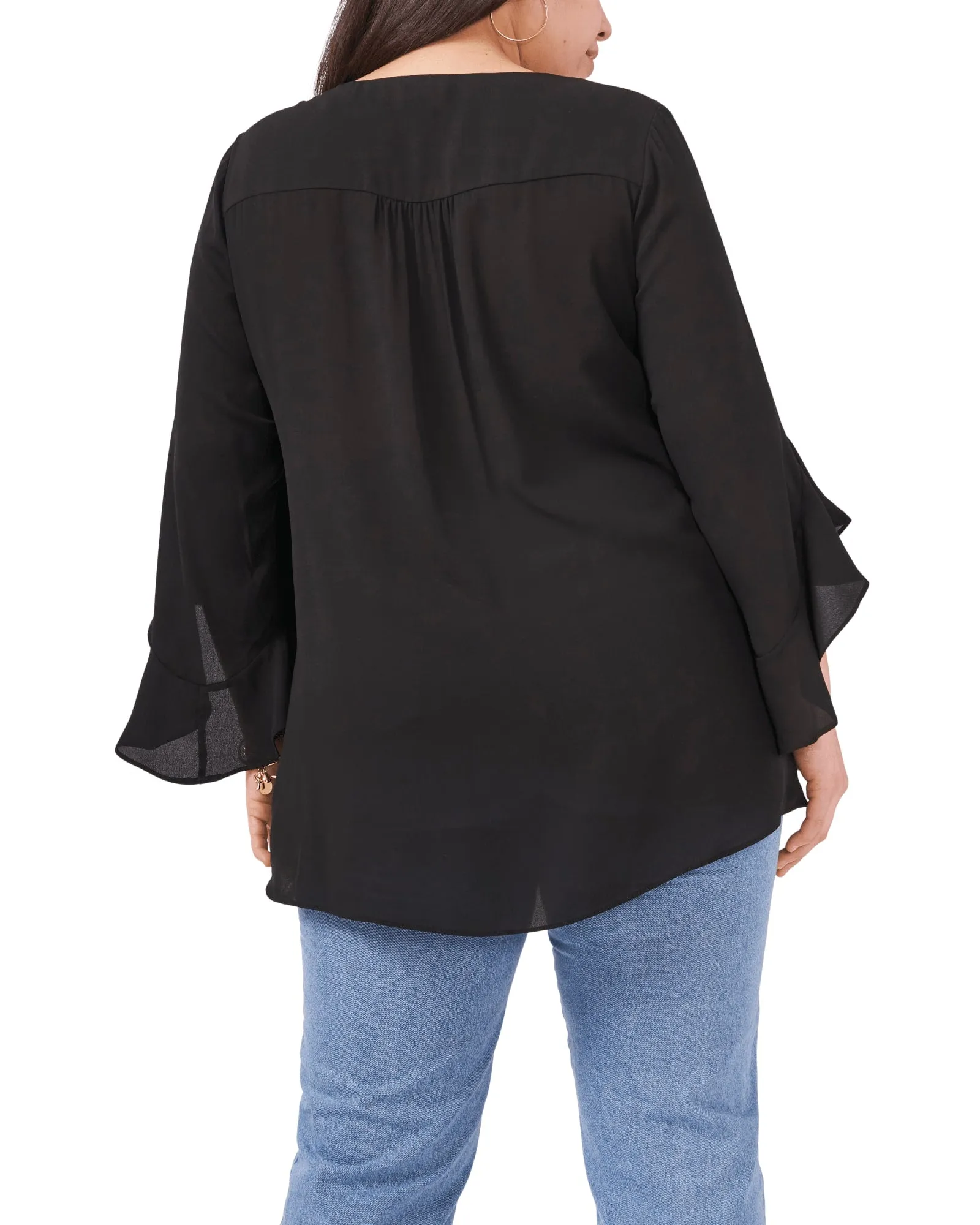 Mallory Flutter Sleeve Blouse | RICH BLACK