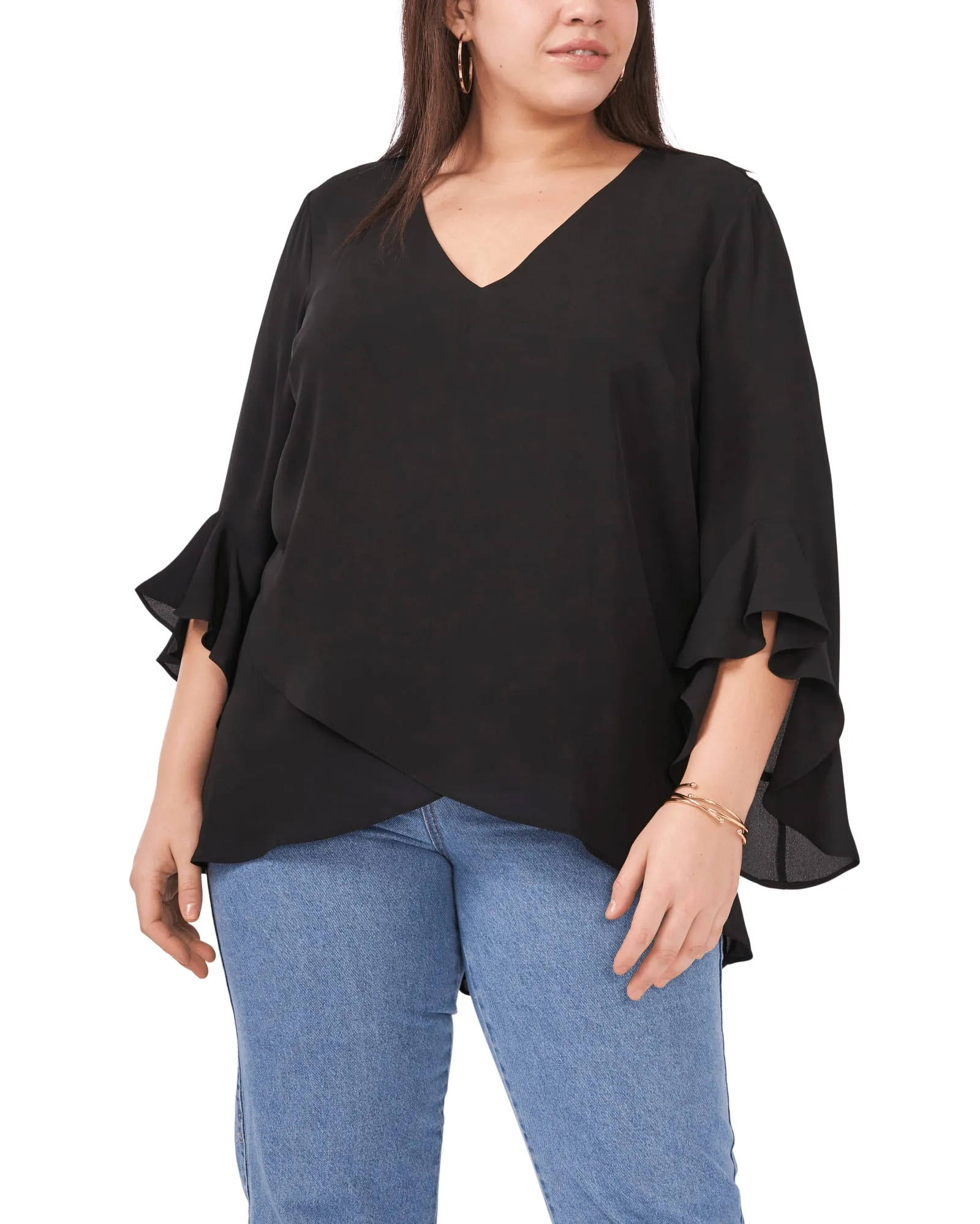 Mallory Flutter Sleeve Blouse | RICH BLACK