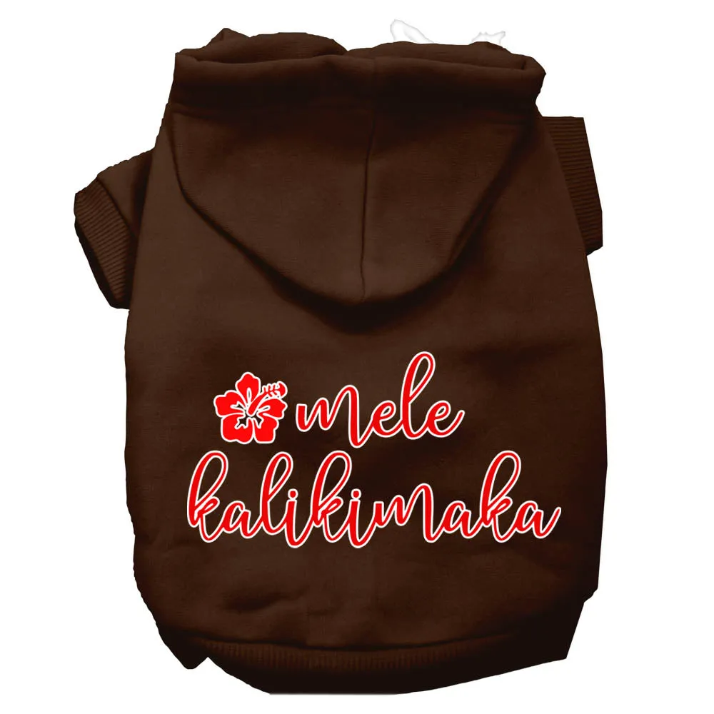 Mele Kalikimaka Screen Print Dog Hoodie Brown L