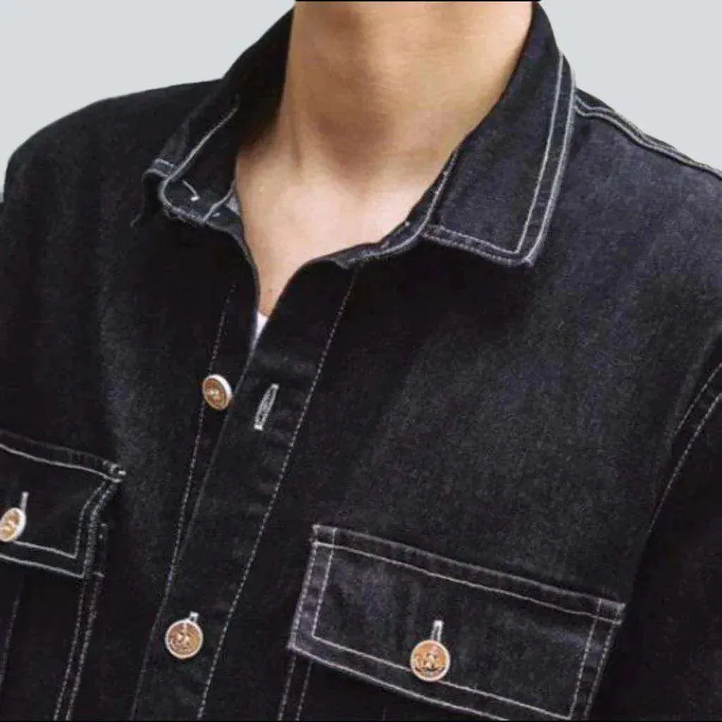 Men's embroidered denim jumpsuit