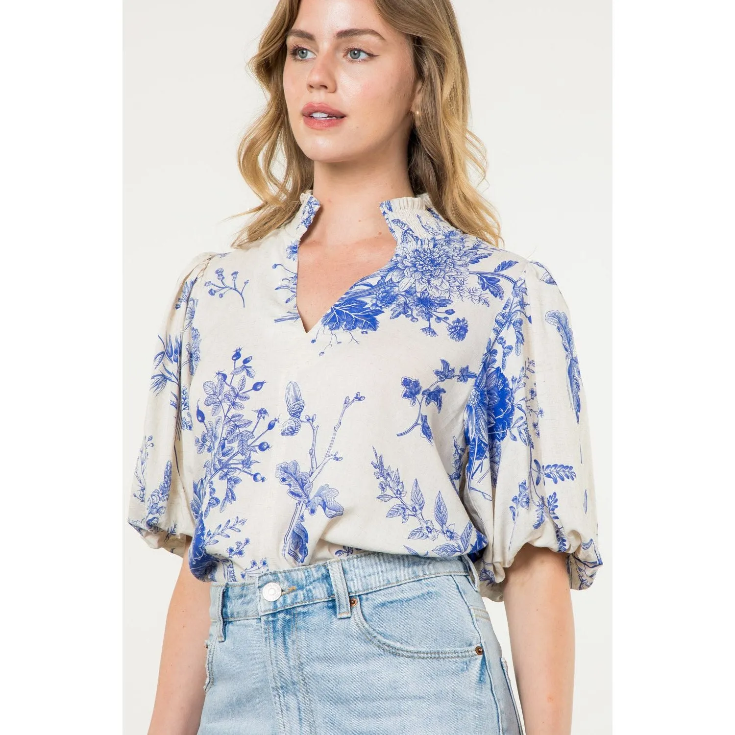 Mia Puff Sleeve Floral THML Top