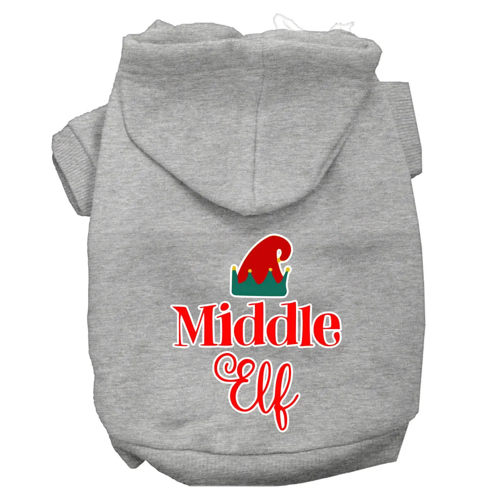 Middle Elf Screen Print Dog Hoodie Grey Xxxl