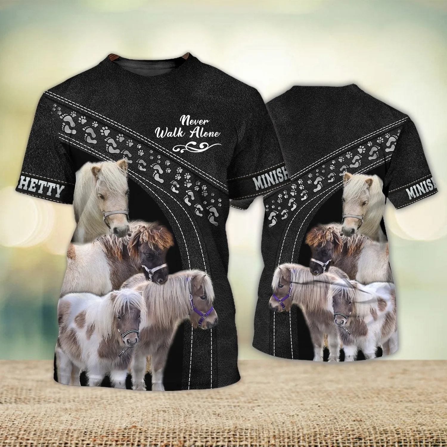 Minishetty Love Never Walk Alone Black 3D Full Print Shirts, Shirt For Horse Lovers