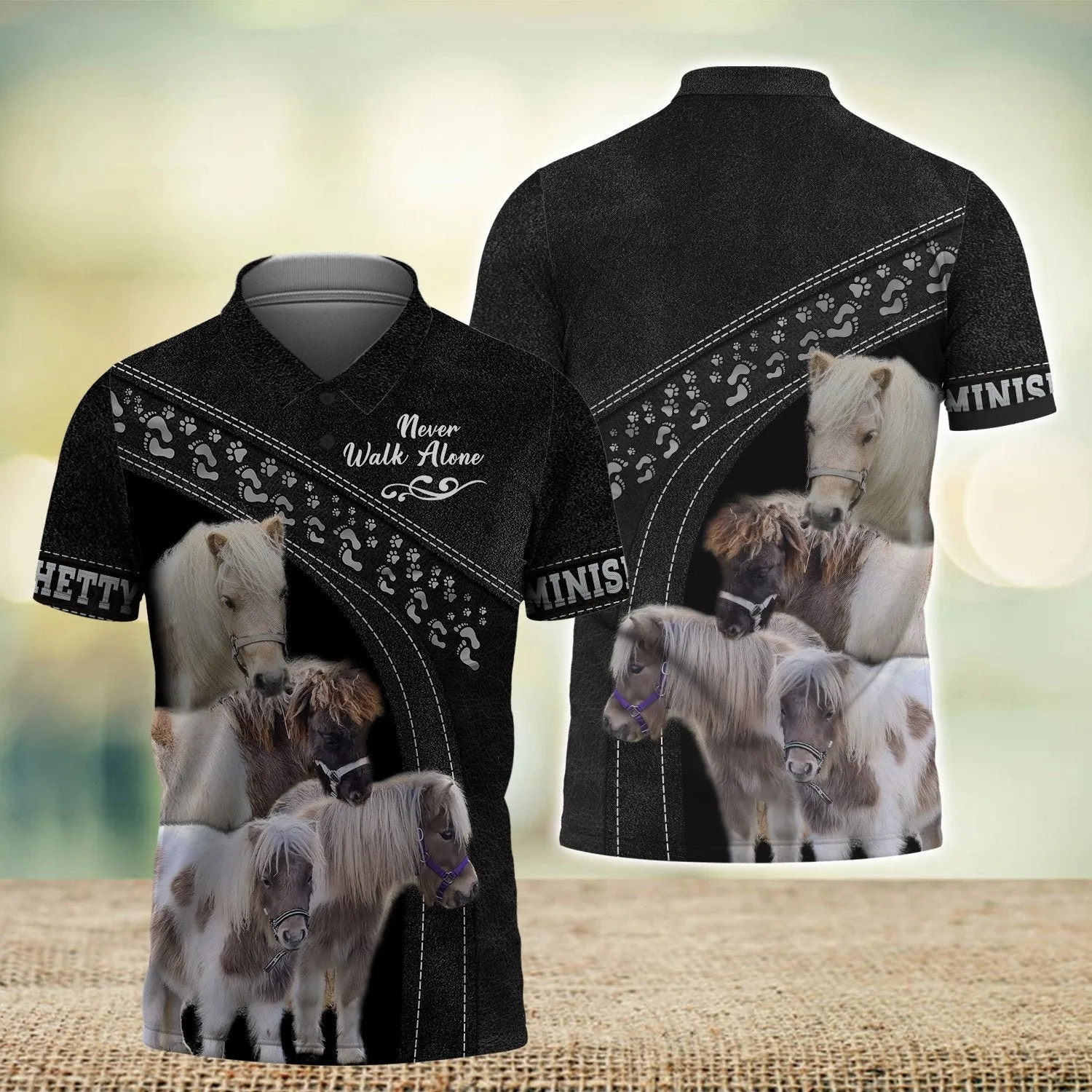 Minishetty Love Never Walk Alone Black 3D Full Print Shirts, Shirt For Horse Lovers