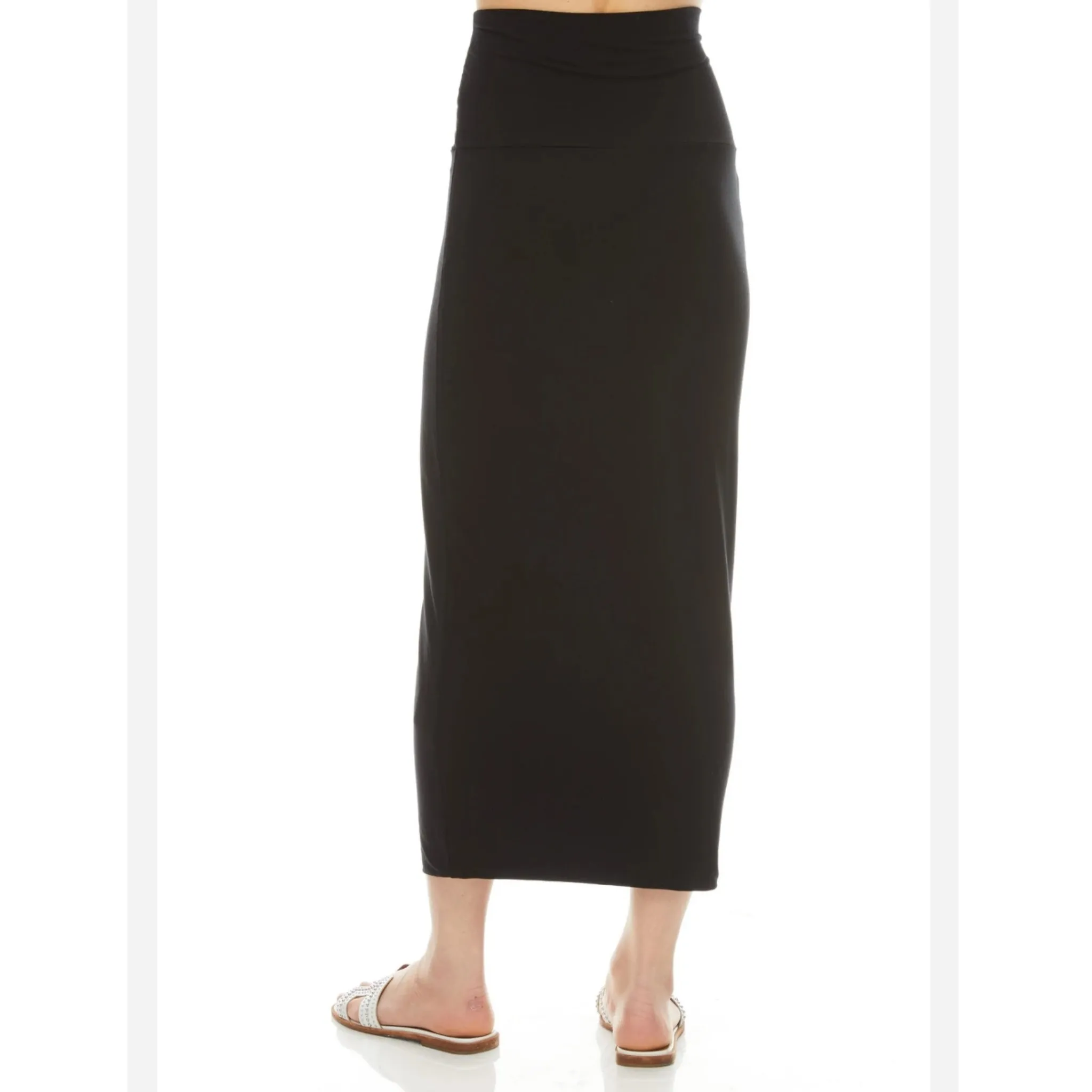 Modal Midi Slim Skirt: Black