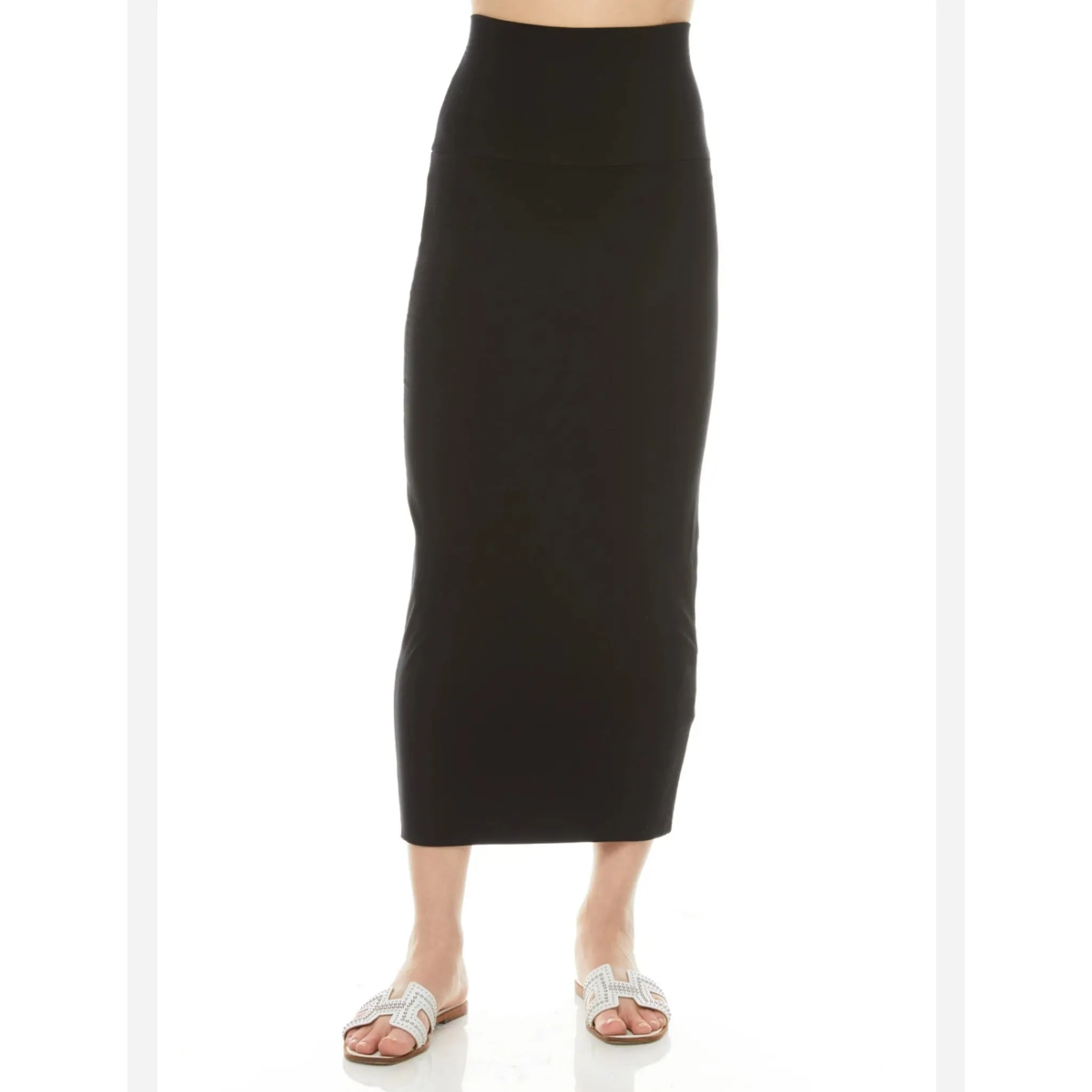 Modal Midi Slim Skirt: Black