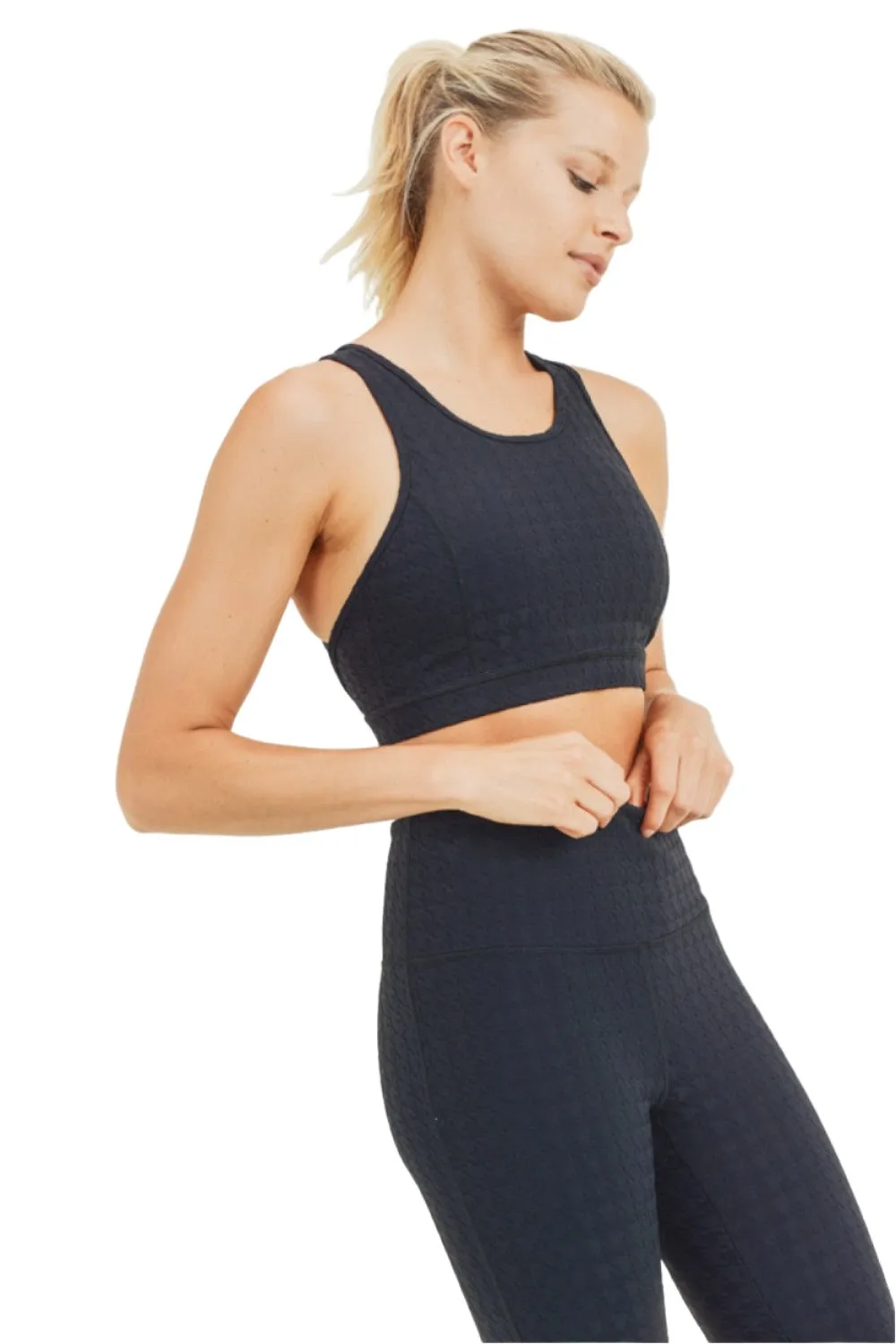 Mono B Houndstooth Jacquard TACTEL® Sports Bra AT8042