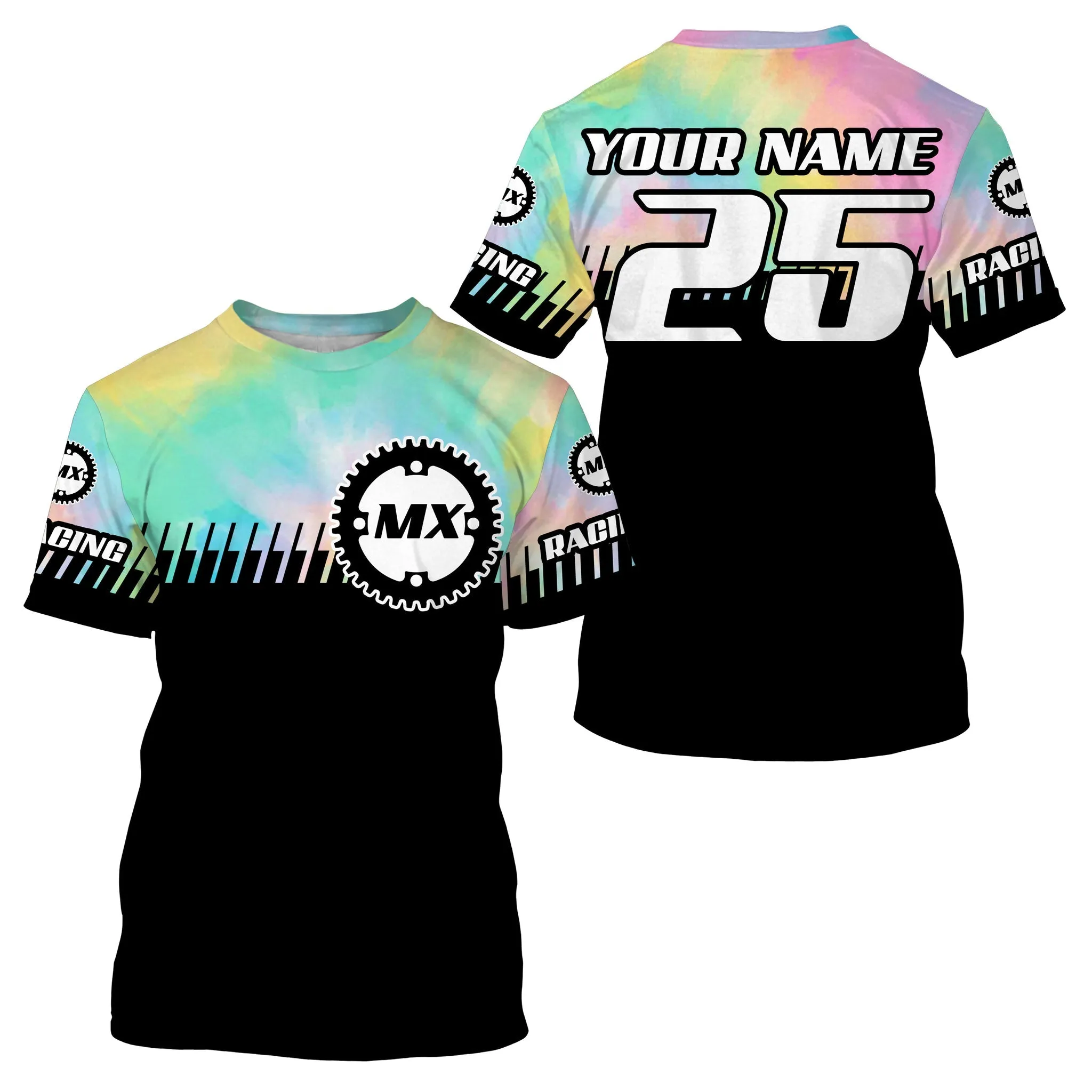 Motocross Black Watercolor Jersey Men Women Custom Dirt Bike Mx Racing Upf30  Motorcycle Off-Road 3D Long Sleeve Shirt