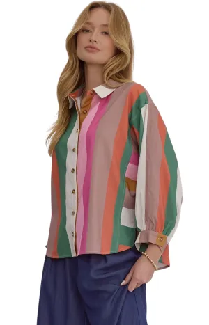 Multi-Colored Long Sleeved Top