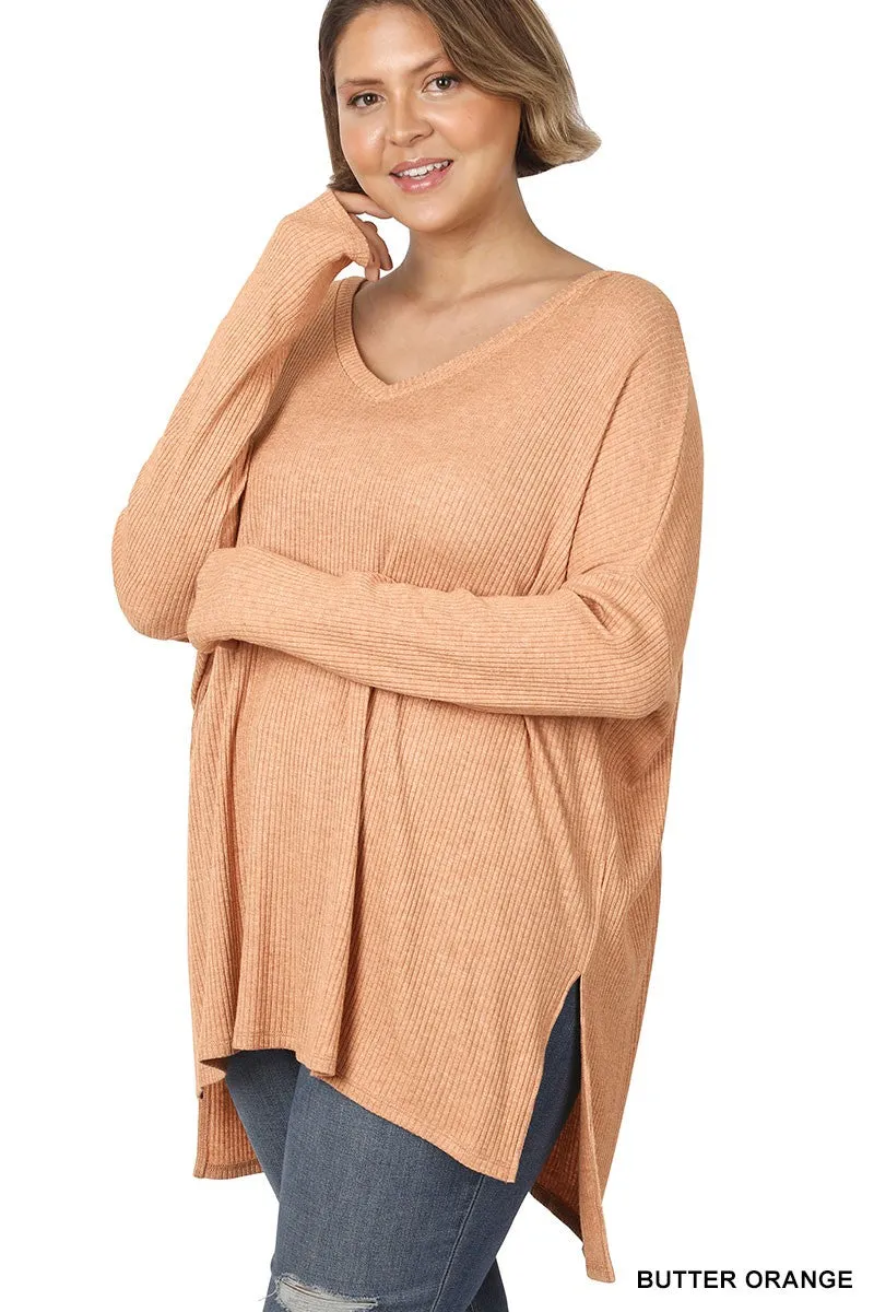 Naomi PLUS Heather Ribbed Sweater Butter Orange