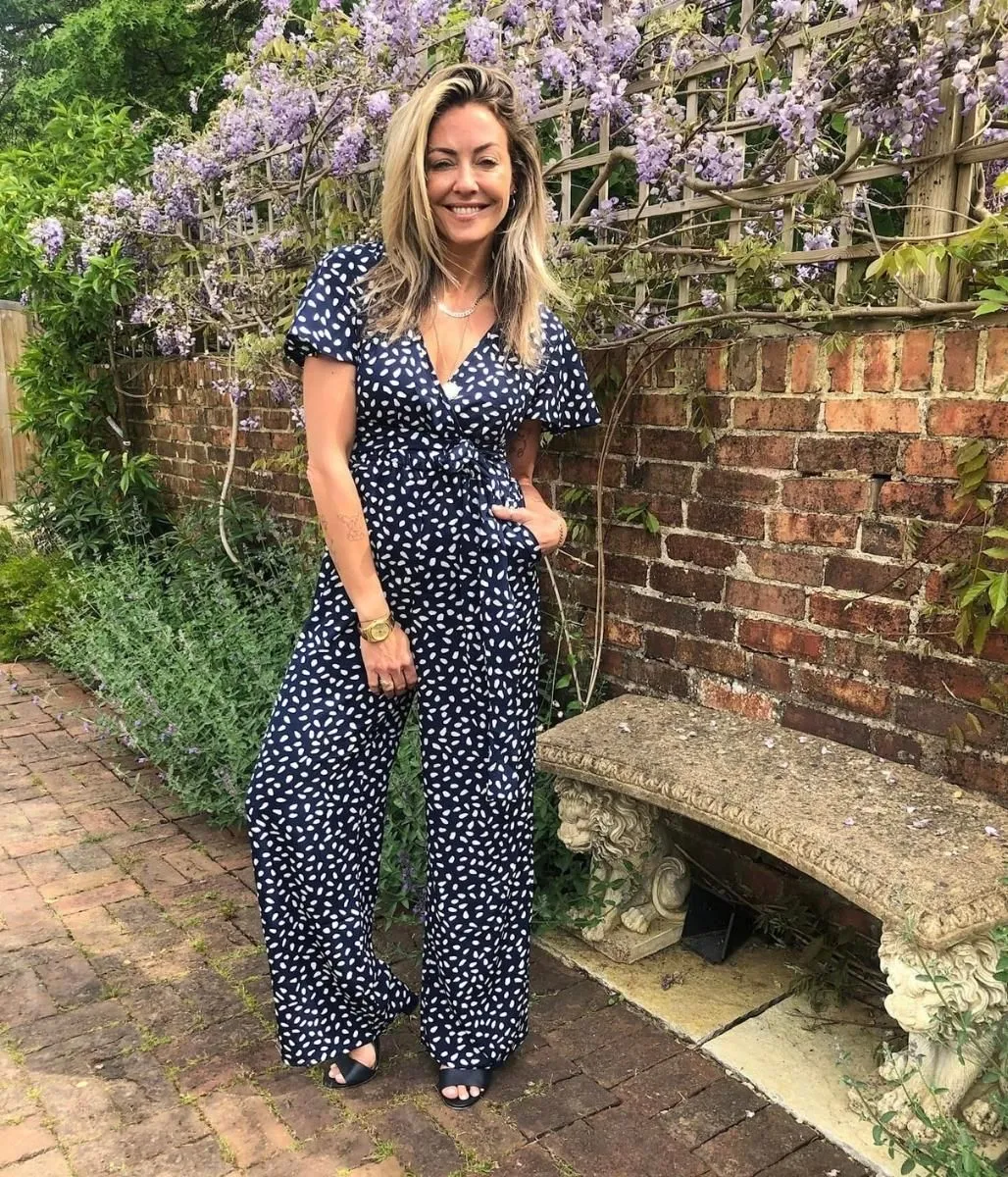 Navy Dot Print Jumpsuit