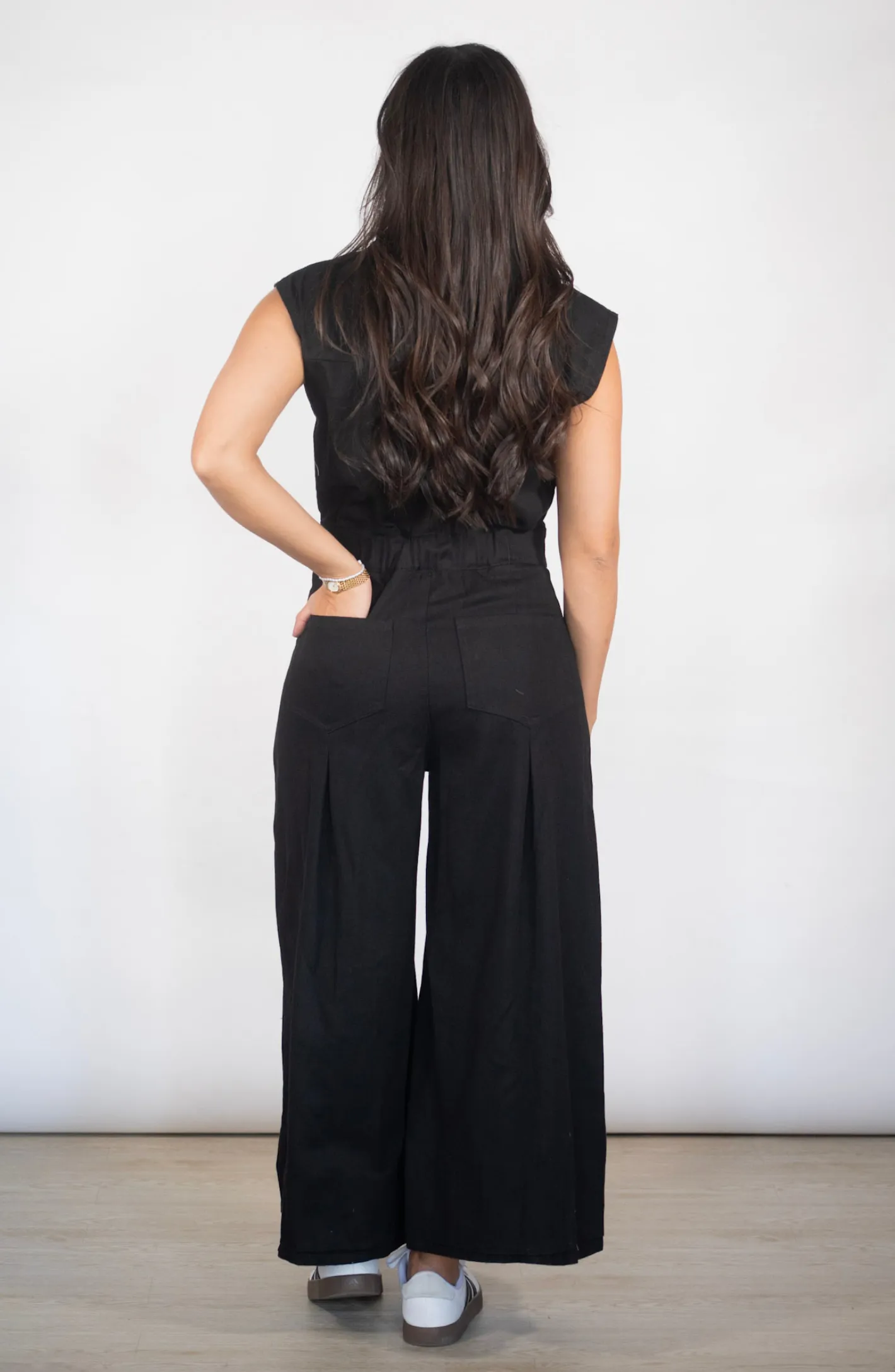 Nothing But You Black Wide Leg Denim Jumpsuit