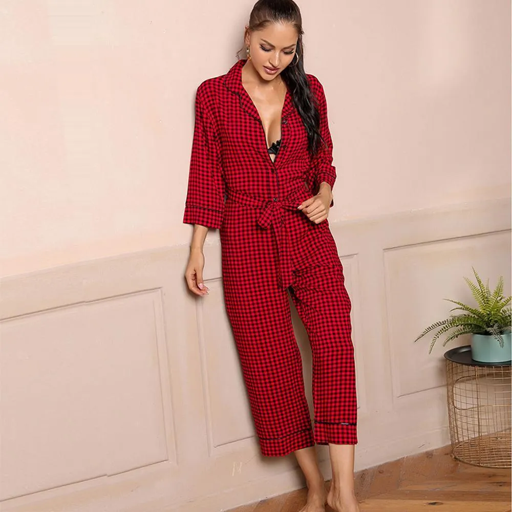 One Piece Plaid Jumpsuit