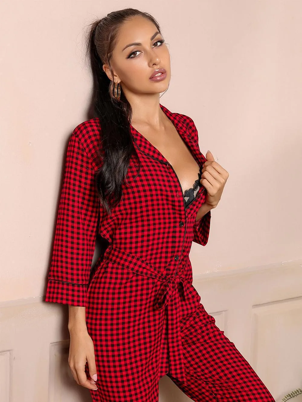 One Piece Plaid Jumpsuit