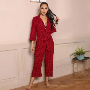 One Piece Plaid Jumpsuit