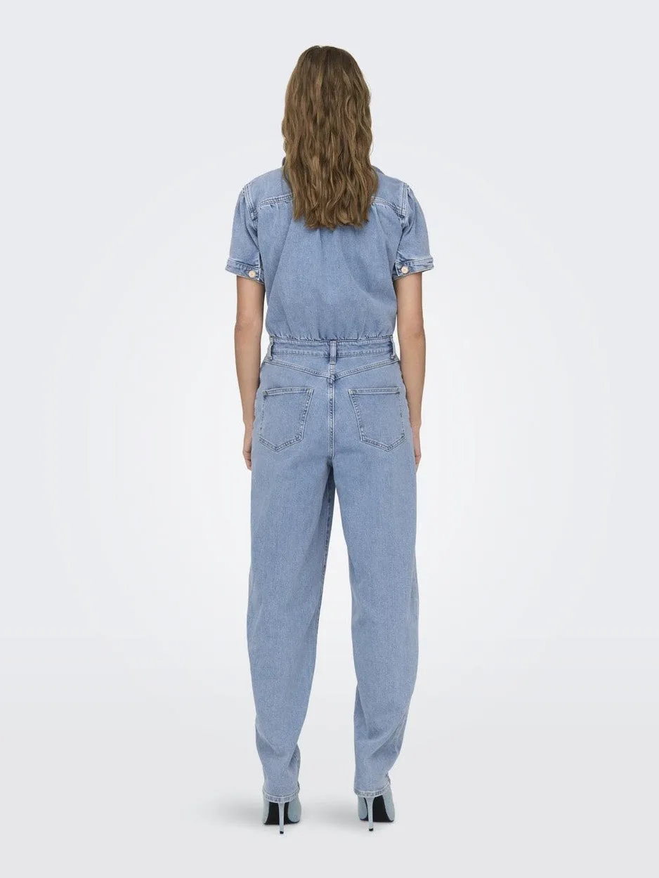 Onlpalmer Ss Dnm Jumpsuit L Ank Cro - Blue Denim