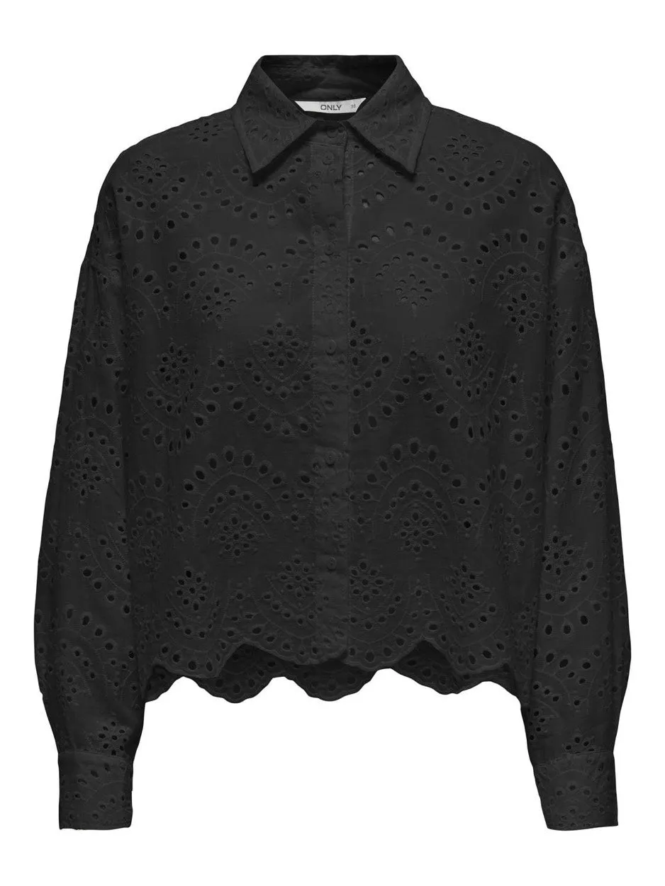 Onlvalais L/s Shirt Wvn Noos - Zwart