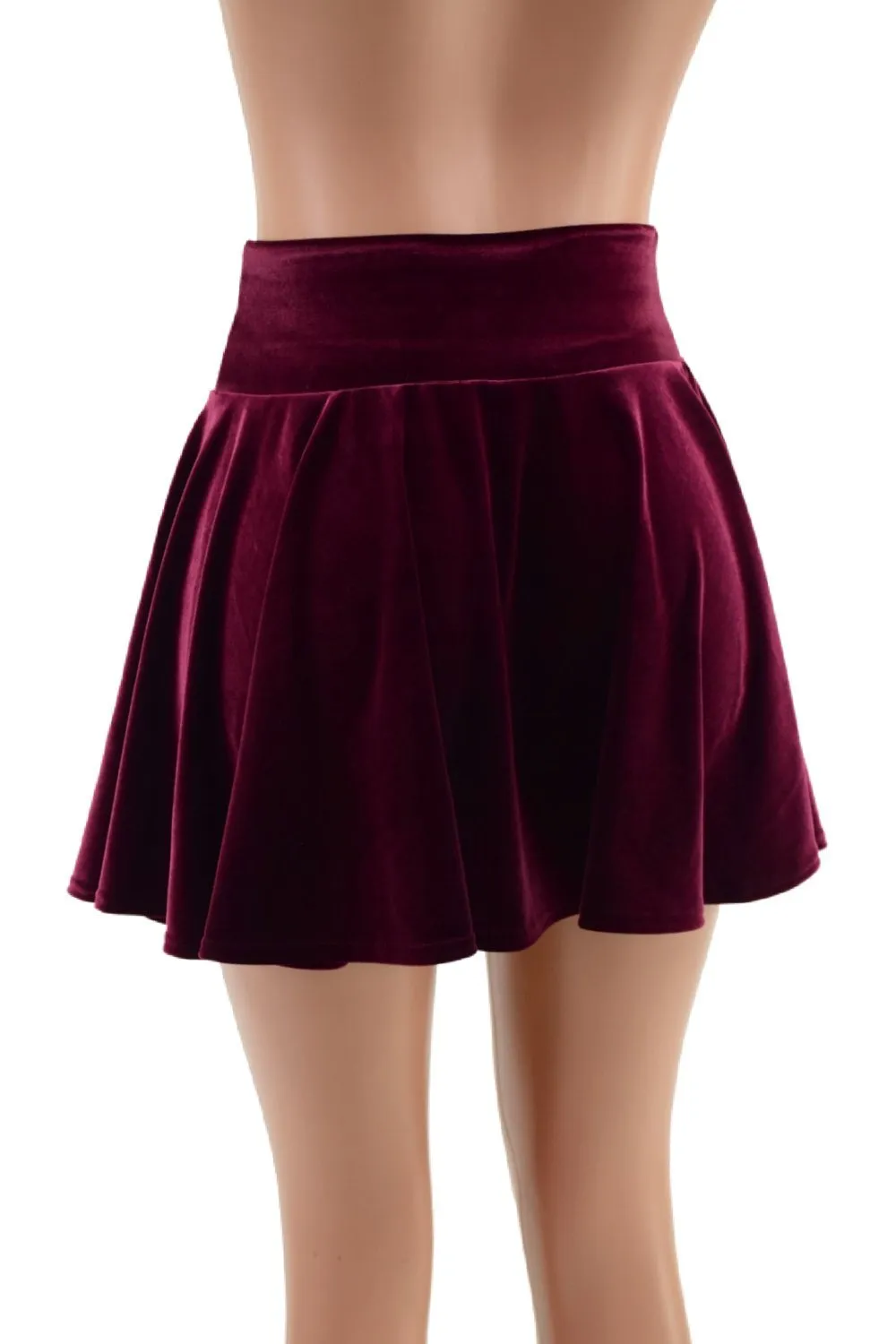 Open Front Lace Up Skirt in Burgundy Velvet