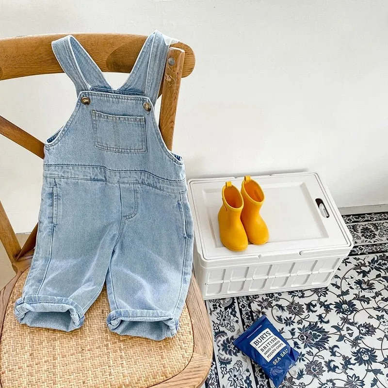 Oversized Unisex Denim Dungarees with Wide Legs