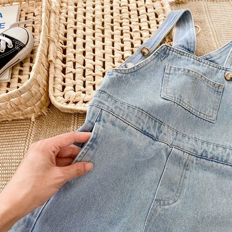 Oversized Unisex Denim Dungarees with Wide Legs