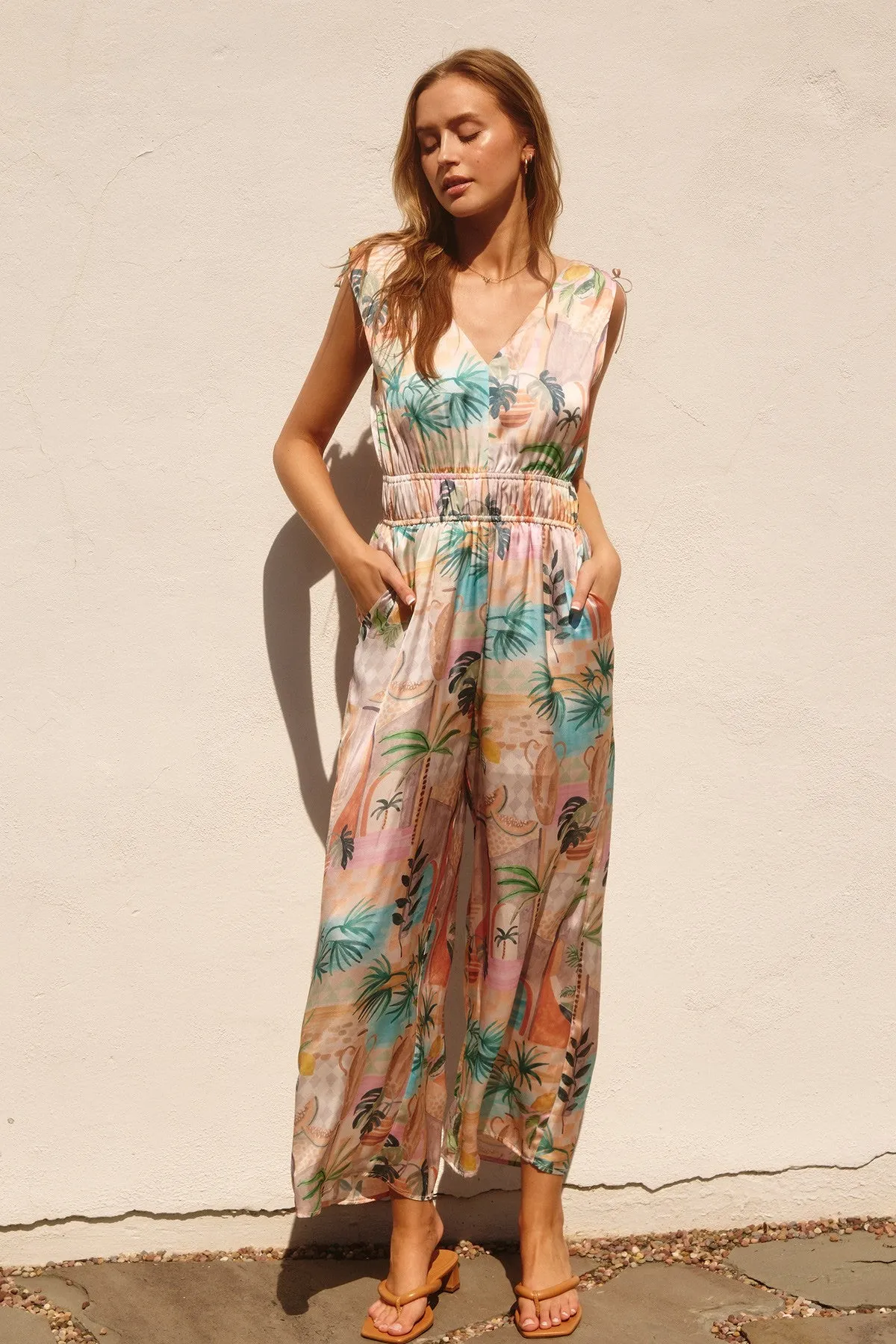 Palm Spring Cinched Shoulder Jumpsuit