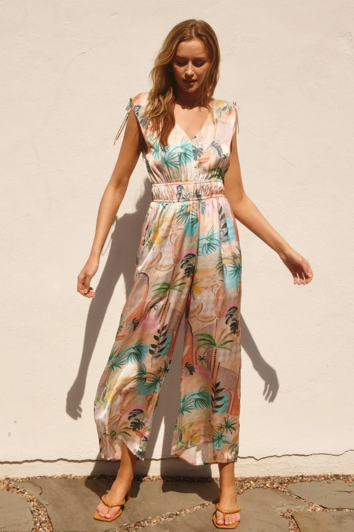 Palm Spring Cinched Shoulder Jumpsuit